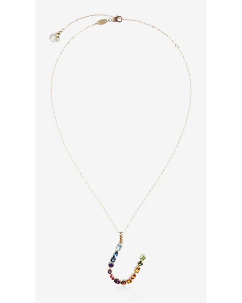 Dolce & Gabbana Pendente U Rainbow Alphabet Con Gemme Multicolor - Donna Collane Oro Oro