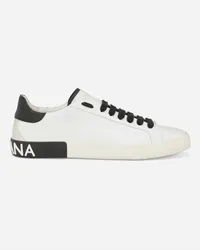 Dolce & Gabbana Sneaker Portofino Vintage In Pelle Di Vitello - Uomo Sneaker Nero Pelle Bianco