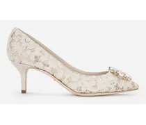 Pump In Taormina Lace With Crystals - Donna Décolleté E Slingback Grigio Pizzo