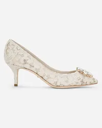 Dolce & Gabbana Pump In Taormina Lace With Crystals - Donna Décolleté E Slingback Grigio Pizzo Ghiaccio