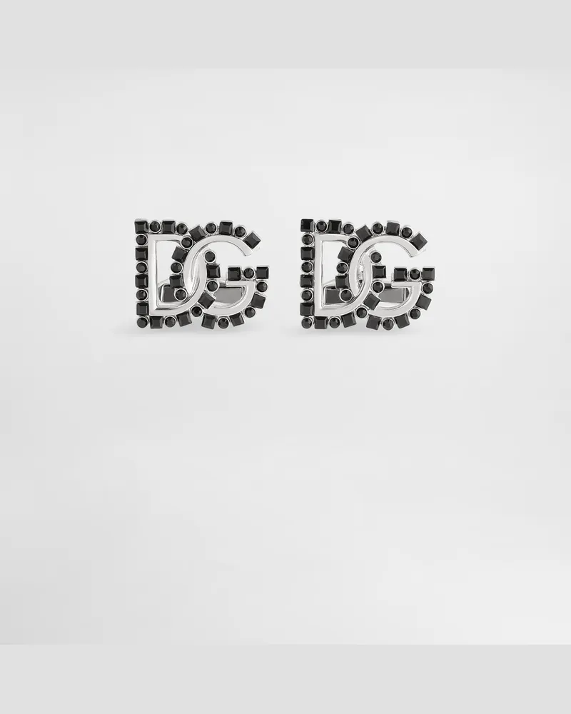 Dolce & Gabbana Gemelli Con Logo Dg E Strass - Uomo Bijoux Argento Metallo Argento