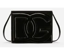 Dolce & Gabbana Borsa A Tracolla Logo In Vernice - Donna Borse A Spalla E Tracolla Nero Pelle Nero
