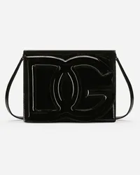 Dolce & Gabbana Borsa A Tracolla Logo In Vernice - Donna Borse A Spalla E Tracolla Nero Pelle Nero