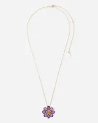 Dolce & Gabbana Spring Necklace In Yellow 18kt Gold With Amethyst Floral Motif - Donna Collane Oro Oro