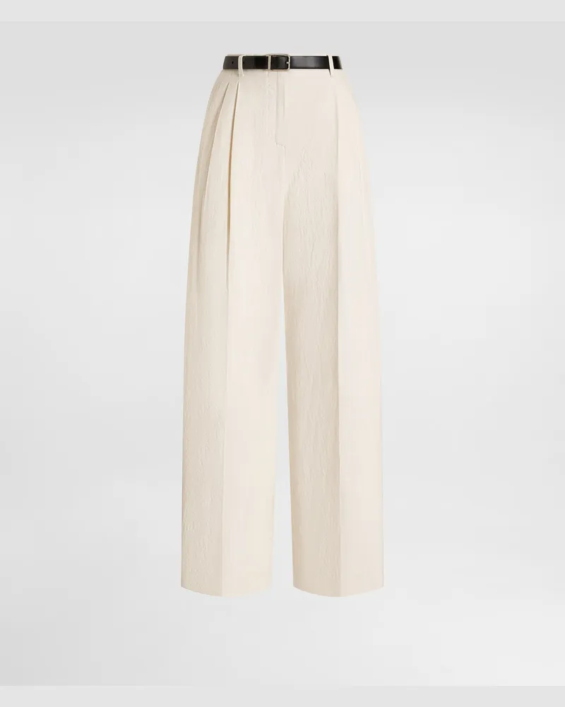 Dolce & Gabbana Pantaloni In Tela Rustica Di Cotone E Lino - Donna Pantaloni E Shorts Bianco Bianco