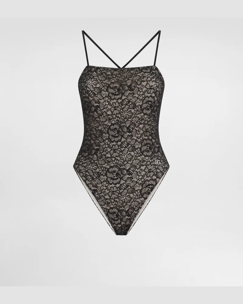 Dolce & Gabbana Costume Intero In Pizzo - Donna Beachwear Nero Nero