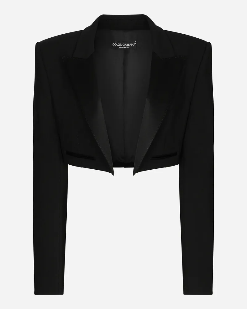 Dolce & Gabbana Spencer Tuxedo In Gabardina Lana - Donna Giacche E Blazer Nero Lana Nero