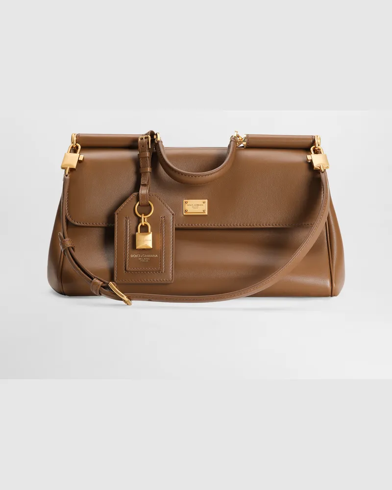 Dolce & Gabbana Borsa A Mano My Sicily In Pelle Di Vitello Plongé - Donna Borse A Mano Marrone Caramello