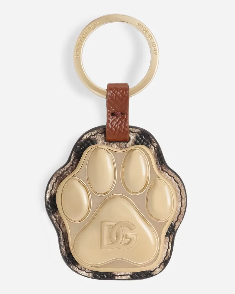 Dolce & Gabbana Portachiavi In Pelle Di Vitello - Accessori Per Cani Stampa Animalier Leo