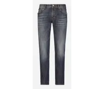 Jeans Slim Stretch Lavato Piccole Abrasioni - Uomo Denim Multicolore Denim