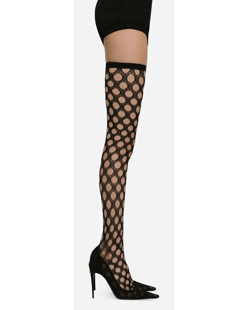 Dolce & Gabbana Stivale Cuissard In Rete Stretch - Donna Stivali E Stivaletti Nero Nero