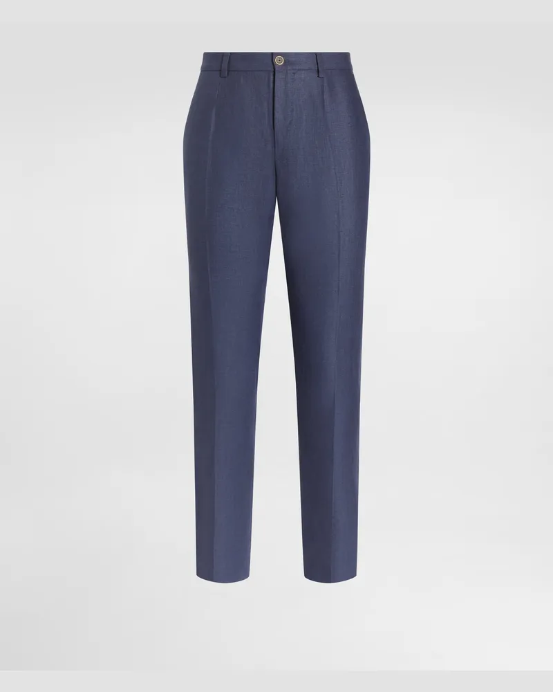 Dolce & Gabbana Pantalone In Lino - Uomo Pantaloni E Shorts Blu Blu