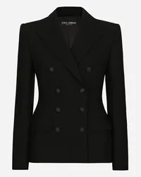 Dolce & Gabbana Giacca Dolce Doppiopetto In Lana Con Imbottitura Ai Fianchi - Donna Giacche E Blazer Nero Lana Nero