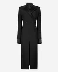 Dolce & Gabbana Abito Longuette Robe Manteau In Tela Di Lana - Donna Abiti Nero Lana Nero