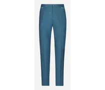 Pantalone Tuxedo Lana Stretch - Uomo Pantaloni E Shorts Blu Lana