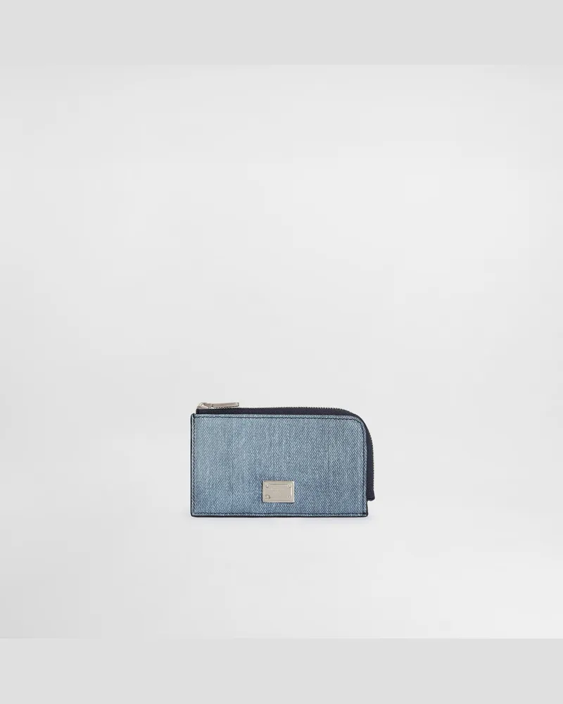 Dolce & Gabbana Portacarte In Nabuk Denim - Uomo Portafogli E Piccola Pelletteria Denim Denim