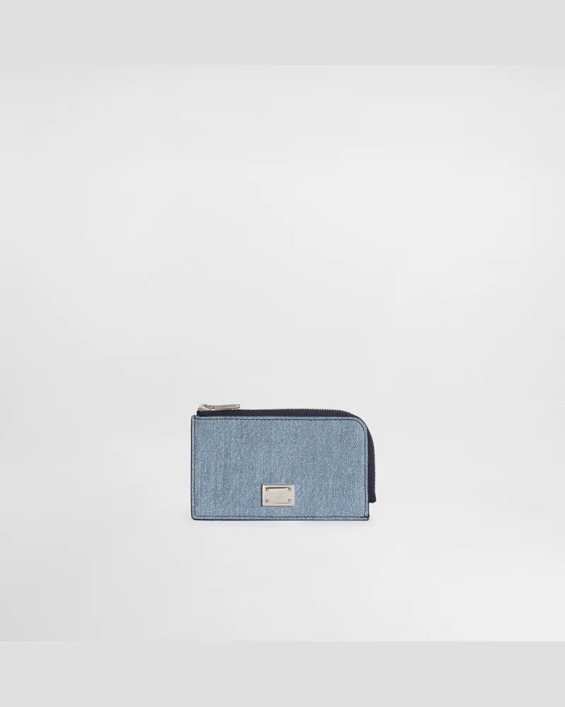 Dolce & Gabbana Portacarte In Nabuk Denim - Uomo Portafogli E Piccola Pelletteria Denim Denim