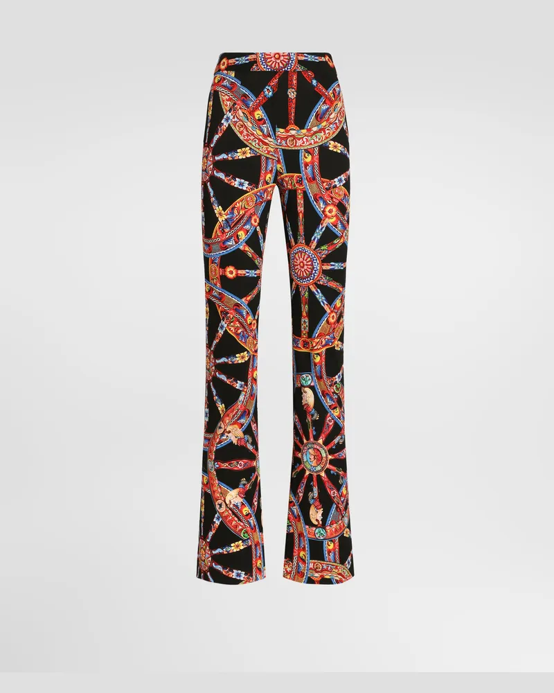 Dolce & Gabbana Leggings In Jersey Di Viscosa Stampa Carretto - Donna Pantaloni E Shorts Multicolore Multicolore