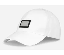 Cappello Da Baseball Cotone Con Placca Logata - Uomo Cappelli E Guanti Bianco Cotone