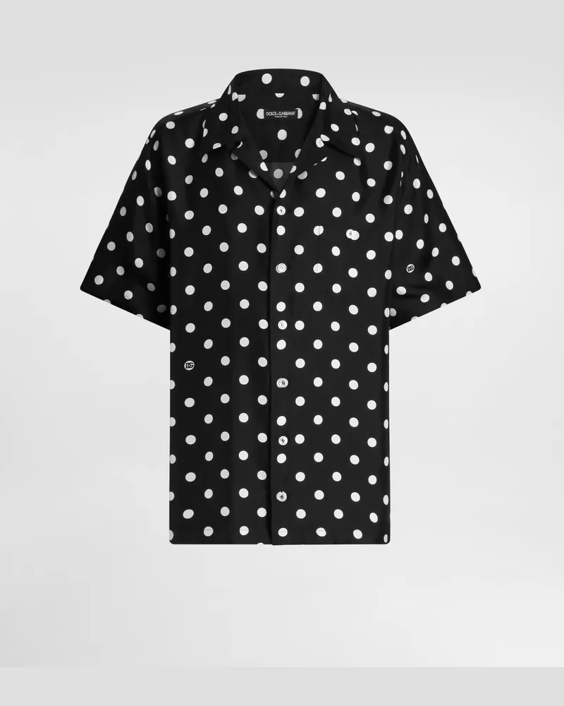 Dolce & Gabbana Camicia In Twill Di Seta Stampa Pois - Uomo Camicie Multicolore Multicolore