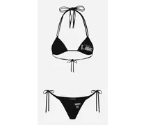 Bikini A Triangolo Stampa Dg Vib3 - Donna Beachwear Nero Jersey