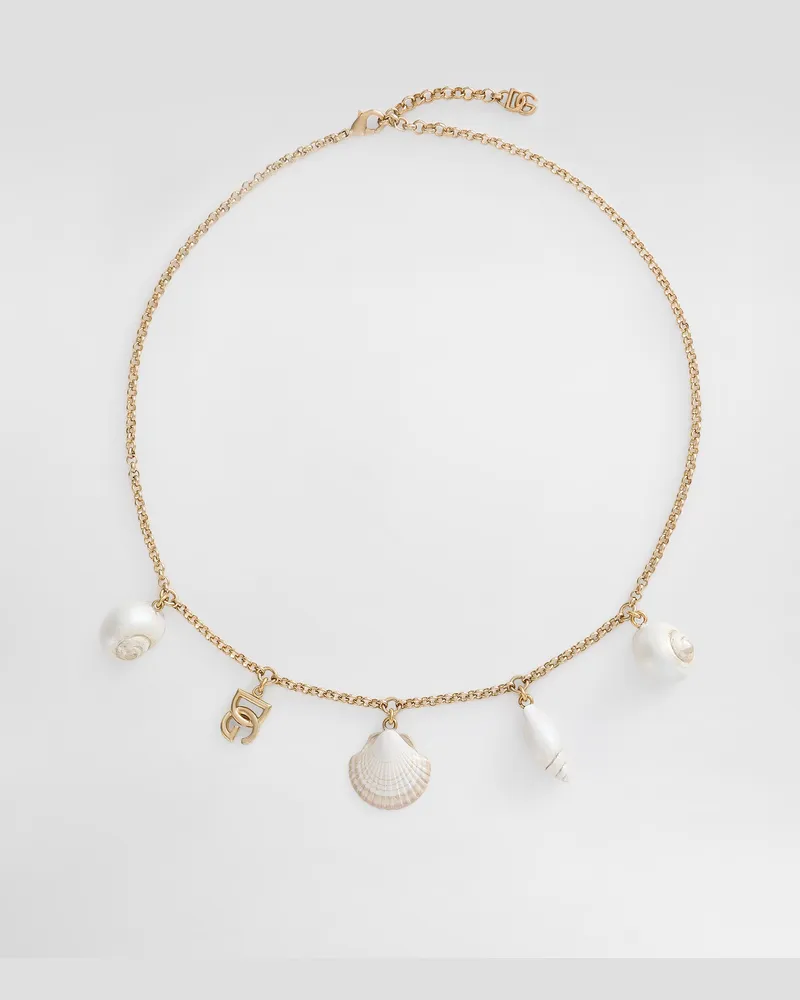 Dolce & Gabbana Collana Con Logo Dg E Conchiglie - Donna Bijoux Oro Metallo Oro