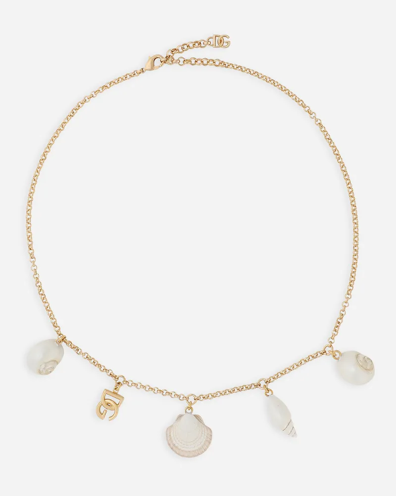Dolce & Gabbana Collana Con Logo Dg E Conchiglie - Donna Bijoux Oro Metallo Oro