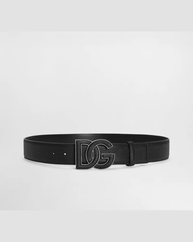 Dolce & Gabbana Cintura In Pelle Di Vitello Stampa Cervo - Uomo Cinture Nero Nero