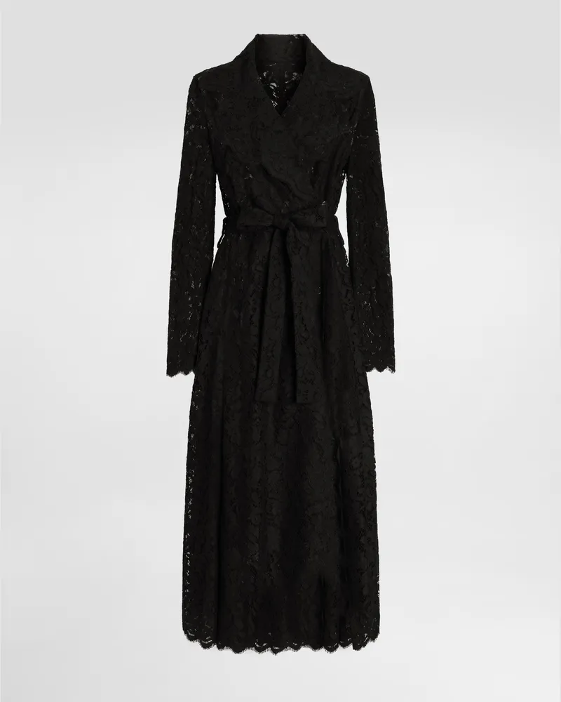 Dolce & Gabbana Cappotto Lungo Doppiopetto In Pizzo Cordonetto - Donna Cappotti E Giubbotti Nero Nero