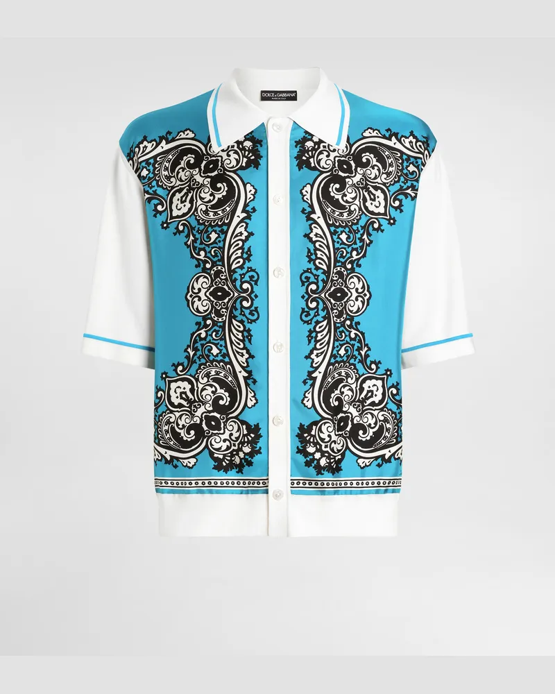 Dolce & Gabbana Camicia In Seta E Cotone Con Stampa Bandana - Uomo Maglieria Stampa Stampa