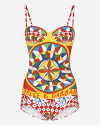 Dolce & Gabbana Costume Intero Balconcino Stampa Carretto - Donna Beachwear Stampa Carretto Tessuto Carretto