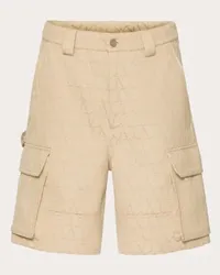 Valentino Garavani BERMUDA CARGO IN COTONE PESANTE CON MOTIVO TOILE ICONOGRAPHE Uomo BEIGE Beige