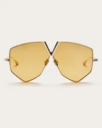 Valentino Garavani V - HEXAGON OCCHIALE PILOT OVERSIZE IN TITANIO unisex ORO/AMBRA Oro