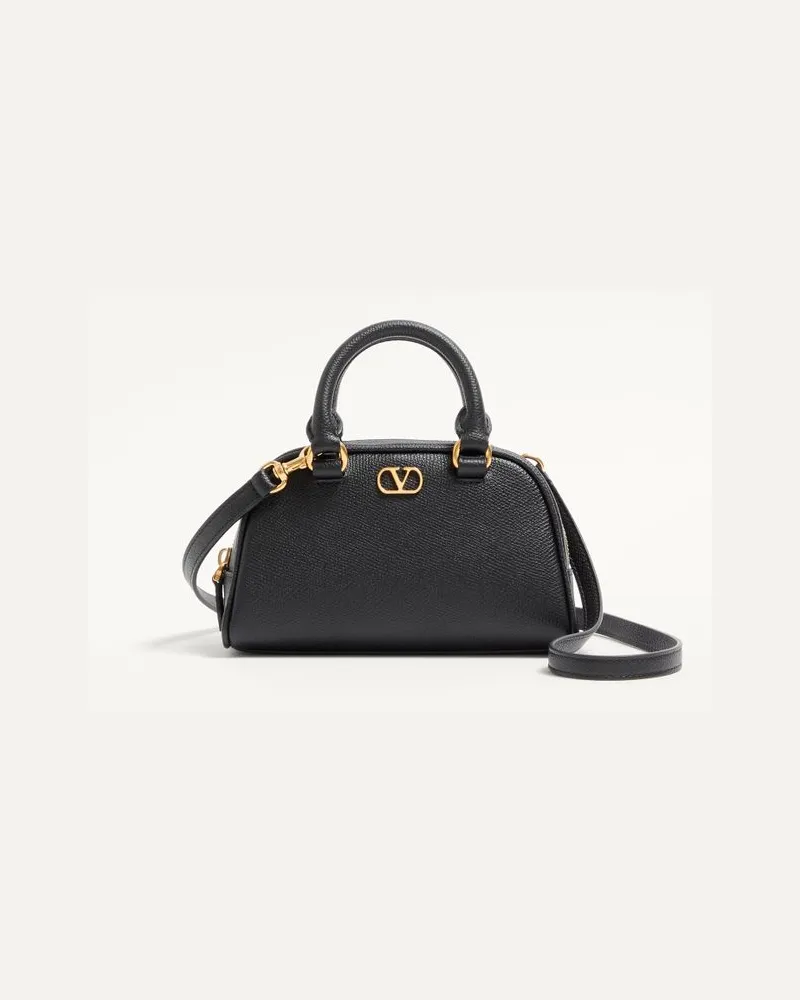 Valentino Garavani Mini Bauletto VLogo Signature In Vitello Granato Donna NERO Nero