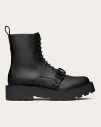 Valentino Garavani COMBAT BOOT VLOGO SIGNATURE IN VITELLO 45MM Donna NERO Nero