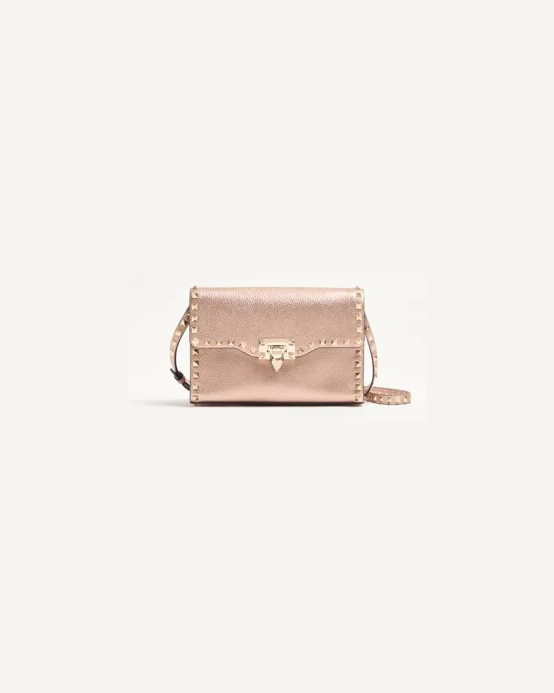 Valentino Garavani Borsa Piccola A Tracolla Valentino Garavani Rockstud In Vitello Granato Laminato Donna ROSE CANNELLE UNI 