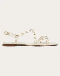 Valentino Garavani SANDALO ROCKSTUD IN VITELLO CON CINTURINI Donna LIGHT IVORY Light