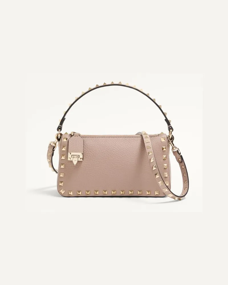 Valentino Garavani Borsa Piccola A Tracolla Rockstud In Vitello Granato Donna POUDRE Poudre