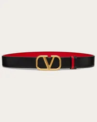 Valentino Garavani CINTURA REVERSIBILE VLOGO SIGNATURE IN VITELLO LUCIDO 30 MM Donna NERO/ROUGE PUR Nero