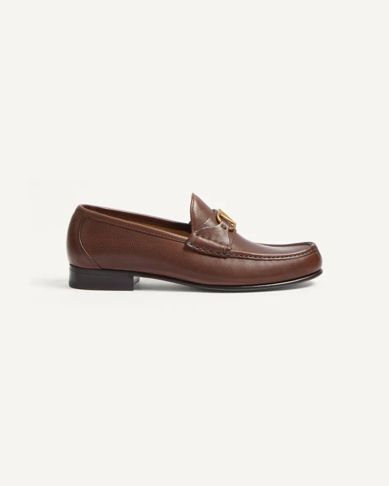 Valentino Garavani Mocassino VLogo Signature In Bufalo Uomo BARK BROWN Bark