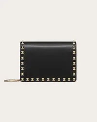 Valentino Garavani POUCH CON CATENA ROCKSTUD IN VITELLO Donna NERO Nero