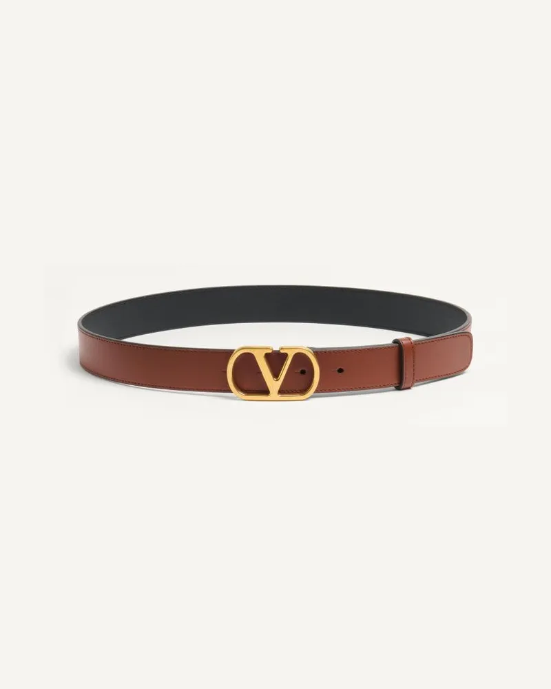 Valentino Garavani Cintura VLogo Signature In Vitello Lucido 30 Mm Donna DEEP CARAMEL Deep