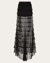 Valentino Garavani GONNA LUNGA IN CHIFFON Donna NERO Nero