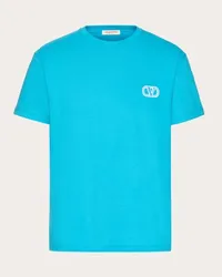 Valentino Garavani T-SHIRT IN COTONE CON PATCH VLOGO SIGNATURE Uomo SKY BLUE Sky