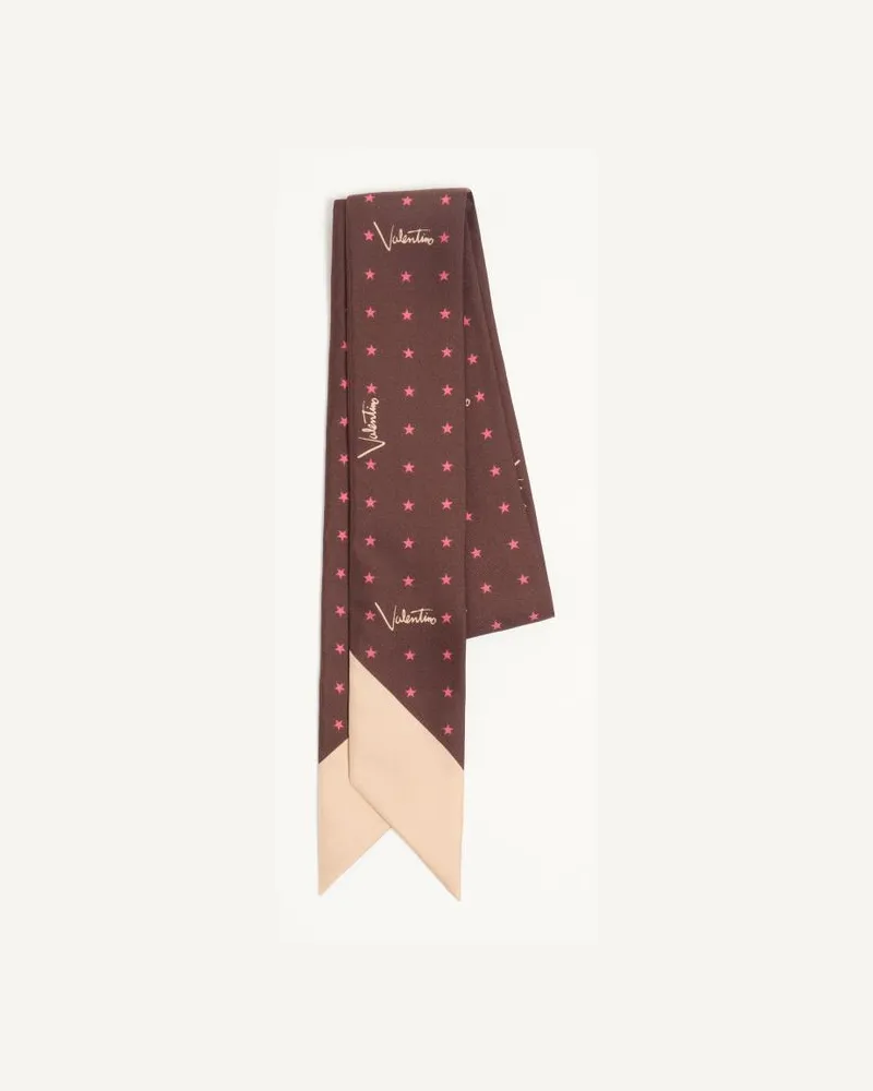Valentino Garavani Scarf Bandeau Stelline e Firma Starry in seta Donna CORALLO/CHOCOLATE Corallo