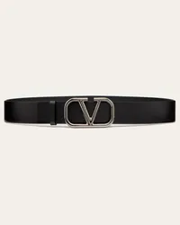 Valentino Garavani CINTURA VLOGO SIGNATURE IN VITELLO 40 MM Uomo NERO Nero