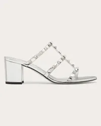 Valentino Garavani SANDALO SLIDER ROCKSTUD IN SPECCHIO 60MM Donna ARGENTO Argento