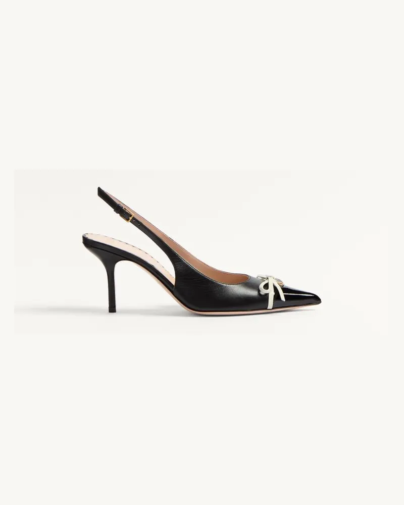 Valentino Garavani Décolleté Slingback Bepointy In Vernice E Capretto 80Mm Donna NERO/AVORIO Nero