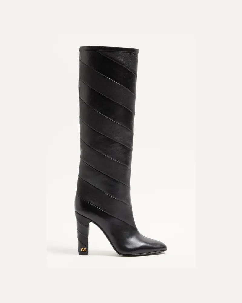 Valentino Garavani Stivale Rayons In Nappa Motivo Chevron 100Mm Donna NERO Nero