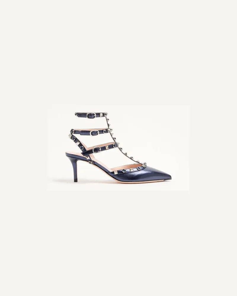 Valentino Garavani Décolleté Rockstud In Nappa Laminata Con Cabochon 65Mm Donna NAVY Navy